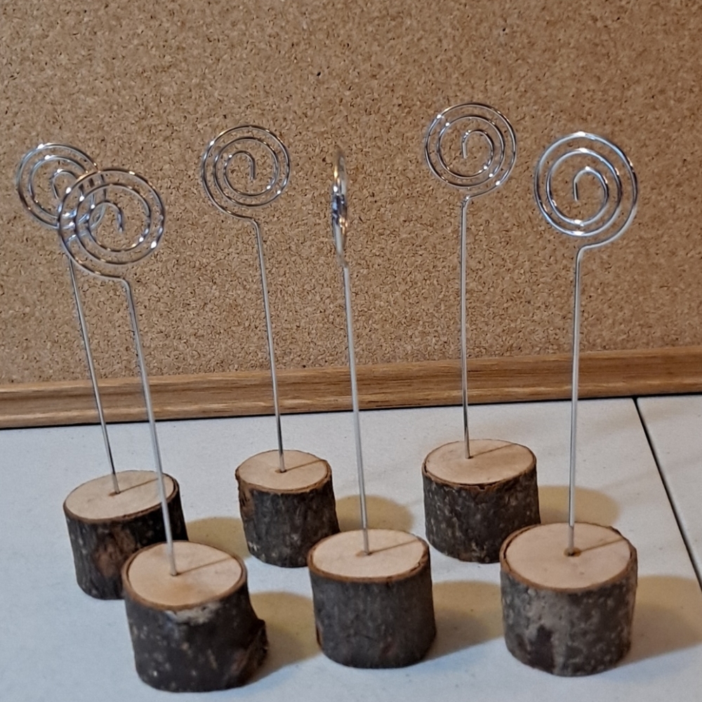 Set of 6 wood block name place holders mini sign holders